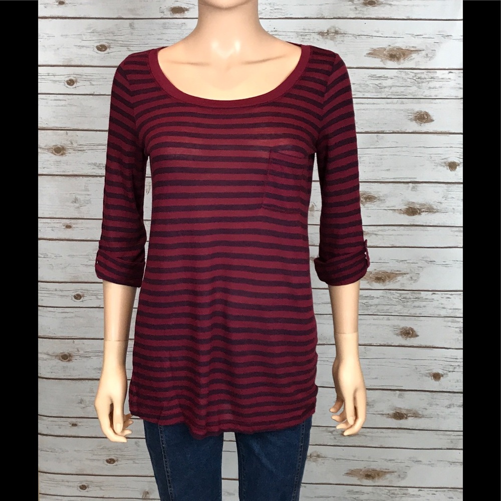 Dark Red Striped Splendid Top NWT